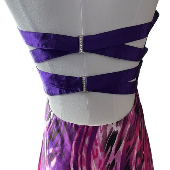 La Femme Pink and Purple Prom Dress 15453 Size 12 - Picture 6 of 10
